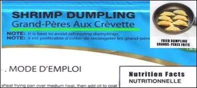 Une autre de leur spcialits : les Grand-Pres aux Crvette. Quel conseil vous donne-t-on sur l'emballage ?