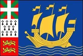 Drapeaux et Outre-Mer (2) - Voici le drapeau de Saint-Pierre-et-Miquelon, on peut y apercevoir les drapeaux de trois  rgions  de la mtropole. Laquelle de ces  rgions  n'y figure pas ?
