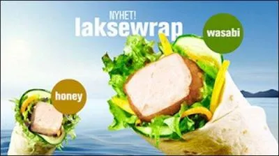 Une spcialit d'Europe du Nord, le  Laksewrap , agrment de miel ou de wasabi, que vous pourrez dcouvrir en :