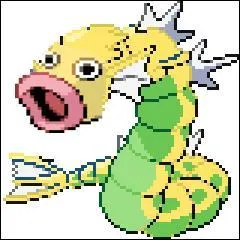 Ici, il s'agit d'un Pokmon de type eau/vol qui est l'volution d'une carpe ! L'autre, est un Pokmon de type plante qui a la bouche ouverte en permanence !