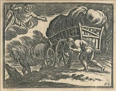 La Fontaine a contribu au succs de ce proverbe par sa fable  Le charretier embourb . Le dieu Hercule vient en aide au charretier en lui indiquant ce qu'il faut faire pour se dsembourber tout seul. Quel est le proverbe qui invite  mettre tout en uvre pour russir seul ?