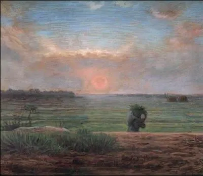 Fagotire sur la plaine, soleil couchant.