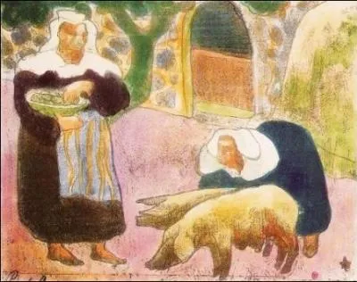 Qui a peint Bretonnes nourrissant les cochons ?