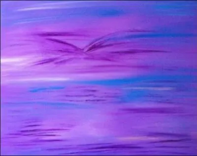 Dans la salle triste ------- vide, du violet ------- du bleu.