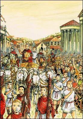 En -46, Cloptre rejoint Csar  Rome, certainement pour assister  son triomphe. O plutt  ses triomphes ! Combien en clbra-t-il ?