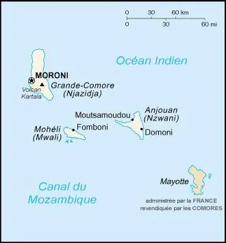 A partir de 1843, la France tend son protectorat sur un archipel situ entre la cte africaine et Madagascar. Quel est son nom ?