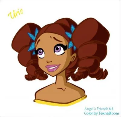 Lorsque Uri utilise le pouvoir du prisme, de quelle couleur est la fleur sur la ceinture de sa robe ?