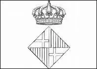 Quelles sont les deux couleurs des bandeaux qui composent le blason de la ville de Barcelone ?