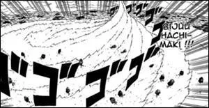 Dans quel chapitre utilise-t-il la tornade du Bij  huit queues pour dvaster la fort, afin de mieux voir et attaquer ? (Scan)