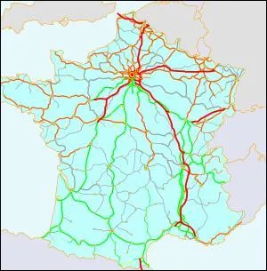 Depuis ses dbuts, le transport ferroviaire s'est bien dvelopp en France. Quelle est la longueur de son rseau environ ?