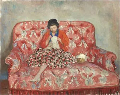 Qui a peint Jeune file cousant sur un canap ?