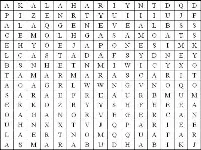 Retrouvez dans cette grille 1 pays d'Amrique.