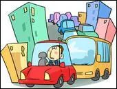 Le bus et la voiture ... au feu rouge.