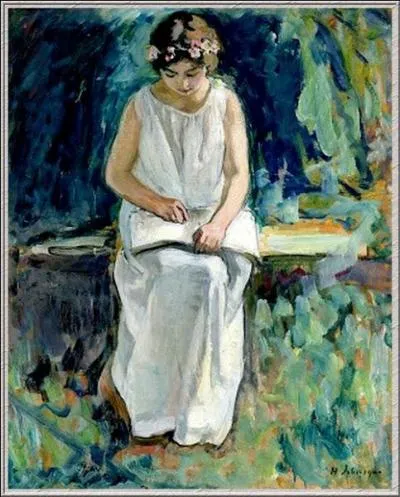 Qui a peint Jeune fille lisant sur un banc ?