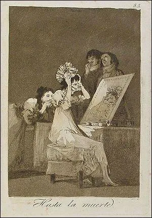 De quoi Goya fait-il la satire dans la gravure intitule  Jusqu' la mort , extraite des  Caprices  ?
