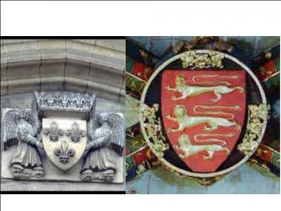 La cathdrale de Bayonne est marque par l'histoire. Quels pays sont reprsents par les symboles de la photo ?