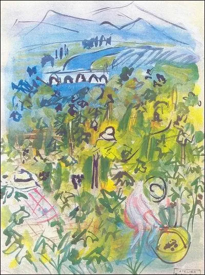 Qel artiste n au Havre, est l'auteur de cette aquarelle ralise en 1940, intitule  Les vendanges  ?