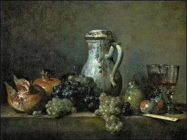 Qui est l'auteur de cette nature morte intitule  Raisins et grenades , ralise en 1763 ?