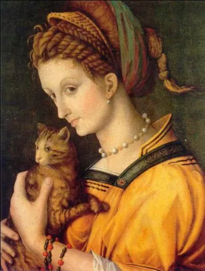 Qui a peint 'portrait de jeune femme tenant un chat' ?