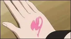 Qui a sa marque de Faiy Tail tatoue en rose sur sa main ?