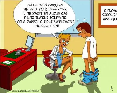 Afin de nous ter nos complexes,  gu,  gu / On nous donne des cours sur le sexe,  gu,  gu !