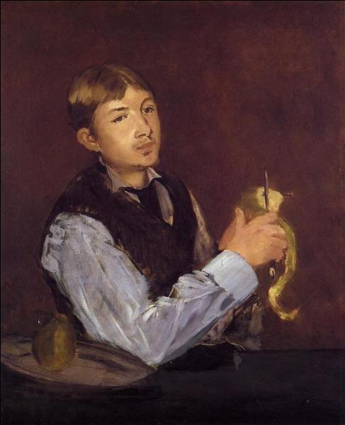 Quel peintre impressionniste a peint ce  Jeune homme pelant une poire  en 1868 ?