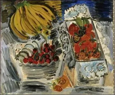Cette  Nature morte aux fruits  est l'oeuvre d'un peintre franais, dessinateur, illustrateur de livres, mais aussi dcorateur d'espaces publics et de thtre.