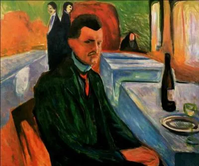 C'est en 1906,  43 ans que ce peintre ,  qui on doit le clbre tableau  Le Cri , ralise  Autoportrait  la bouteille de vin . Qui est-il ?