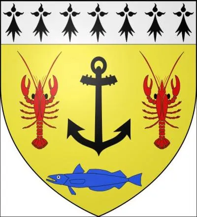  qui appartient ce blason dont le texte est :  D'or  une ancre de marine de sable accoste de deux homards de gueules et accompagne en pointe d'un merlu d'azur, au chef d'hermine plain.   ? (c'est chiant mais c'est a)