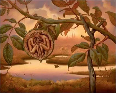Vladimir Kush a peint ce paysage un peu spcial. La  noix aux humains  rappelle tout  fait une srie TV qui a marqu. Laquelle ?