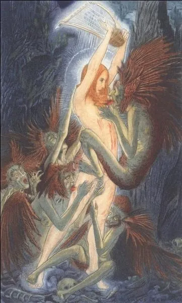 Egalement peint par Carlos Schwabe, ce tableau semble vraiment sorti de ce film trs angoissant qui a pour titre... ?