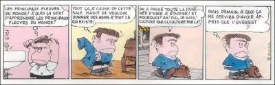 Manolito a beau rler, il s'applique  apprendre beaucoup de choses  l'cole, aprs tout il n'y a pas que l'argent qui compte. Voyez plutt les progrs qu'il a faits en Gographie !