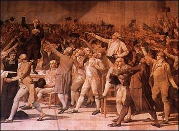 Lors du serment du jeu de Paume, 20 juin 1789, l'assemble jura de ne pas se sparer tant ...