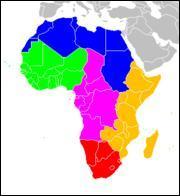 La région de l'Afrique en bleu désigne l'Afrique :