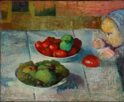 Nature morte avec profil de Mimi, 1890, par un peintre qui dcora l'auberge de Marie Henry dite Marie-Poupe au Pouldu.