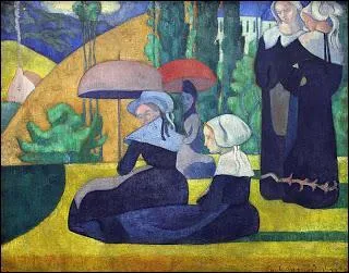 Les Bretonnes aux ombrelles, 1892 par le fondateur de l'cole de Pont-Aven, qui participa  la premire exposition nabi (1891), bien que ne faisant pas partie de ce groupe.