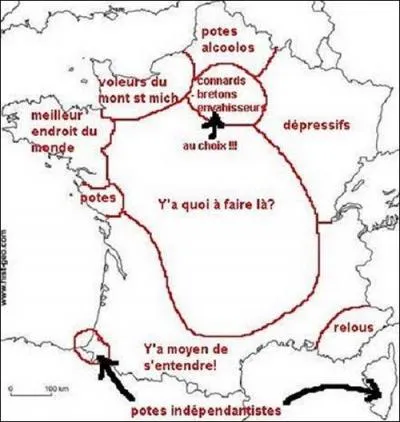 Selon cette carte, o se trouve Rennes ?