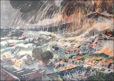 Le 8 mai, environ 40 000 personnes auraient pri dans une ruption de la montagne Pele. Le seul survivant serait un prisonnier, protg par les murs de son cachot. Saint-Pierre, chef-lieu de canton, est compltement dtruit. Sur quelle le franaise cette catastrophe a-t-elle eu lieu ?