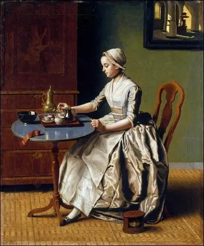 Peintre tourné vers l'orientalisme après un voyage à Constantinople, il était surnommé le"peintre turc", ayant adopté le costume oriental . Il a peint "Dame versant du chocolat" en 1744. Il s'agit de :