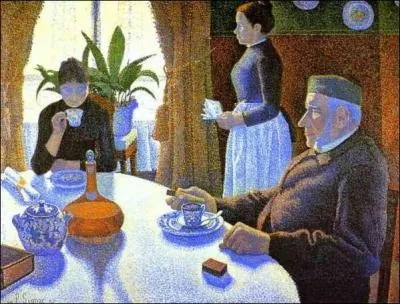 Il est à l'origine du mouvement pointilliste, et a mis au point la technique du divisionnisme. Qui est ce peintre à qui on doit "Le petit déjeuner" ? ,