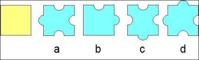 Quelles figures ont la même aire que le carré jaune ?