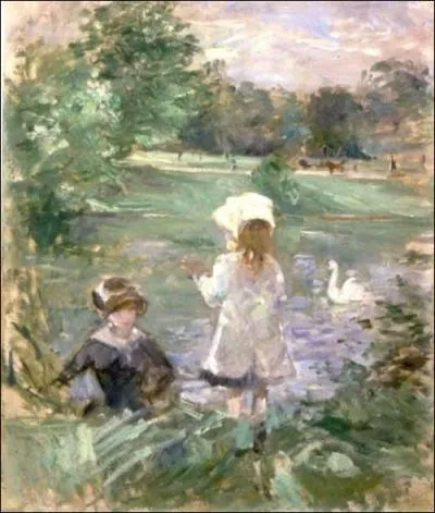 Respecte et admire par ses camarades, elle fut l'lment fminin du mouvement impressionniste.  Au bord du lac  est une de ses toiles peinte en 1883 reprsentant sa fille Julie avec sa nurse...