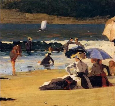 A l'apoge de son talent  travers la reprsentation de l'eau, un de ses sujets de prdilection tel que cette toile  Le rivage , ce peintre amricain est considr comme  Le pote des flots  ...