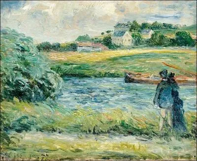 Il a peint cette  Promenade au bord de l'eau   Pontoise en 1877...