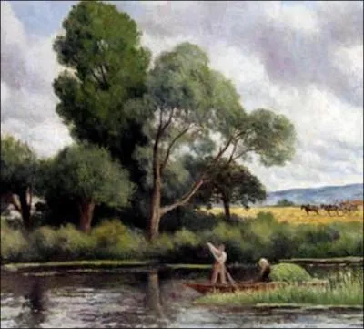 Les bords de Seine et les ponts comptent parmi les motifs de prdilection des dbuts de ce peintre.  Rolleboise, un dimanche au bord de l'eau  peint en 1922 en est un exemple...