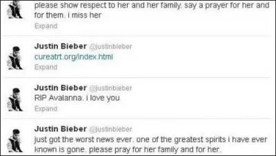 Quel est le tweet qui a t le plus retweet et qui s'avre tre un des tweets de Justin (cette anne) ?