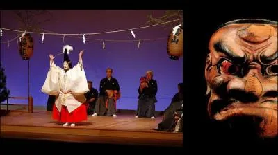 Maintenant allons au Japon. Au Moyen ge, le japonais est aussi amateur de spectacles : marionnettes, jongleurs, acrobates. Une forme de thtre est aussi trs populaire chez les gens lettrs . Il s'agit du thtre :