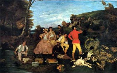 Quel peintre, chef de file du mouvement réaliste, a réalisé   Le repas de chasse ou l'hallali du chevreuil  en 1858 ?