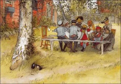 Les aquarelles de cet artiste sudois, devenu clbre en dcrivant la vie  la campagne, rendent hommage au bonheur familial, tel ce  Petit djeuner sous le grand bouleau . Qui est-il ?