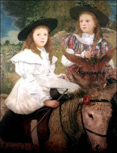 La chevauche sur l'ne.